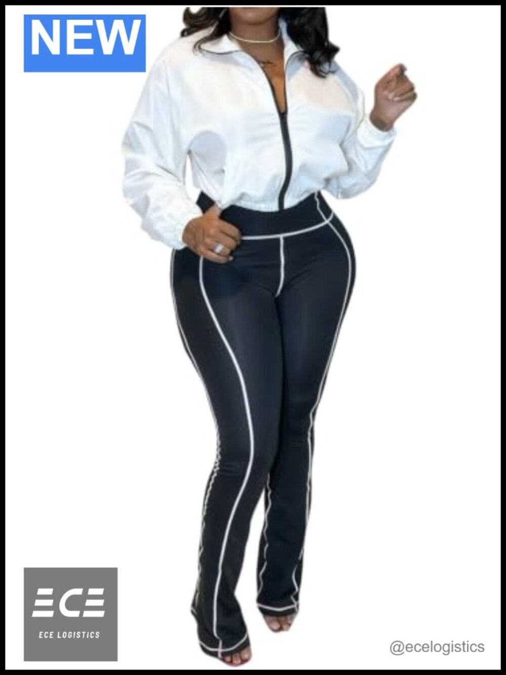 Women 2 Piece Windbreaker Jacket and Flare Leggings Tracksuit Set